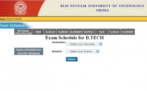 BPTU Exam Schedule 2011